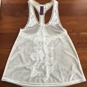 Free people white sheer razer back blouse